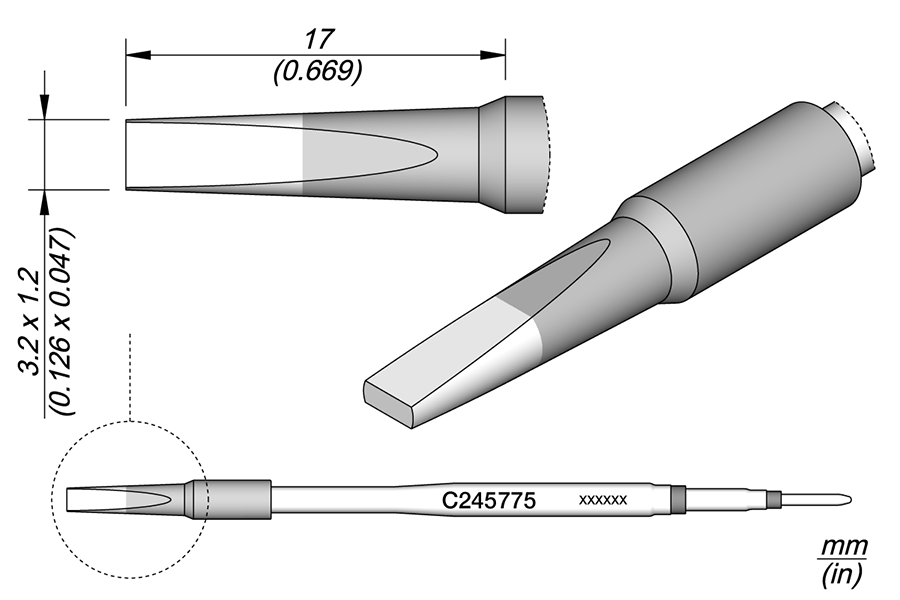 C245775 - Chisel Cartridge 3.2 x 1.2